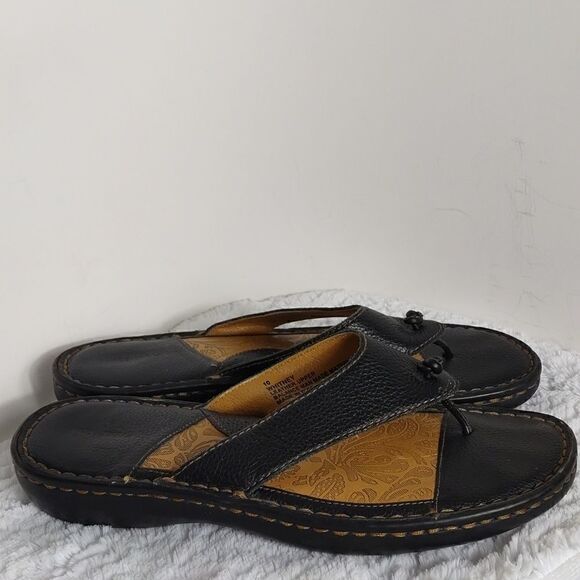 High Sierra Black Leather Woman's Thong Sandals - Picture 2 of 7